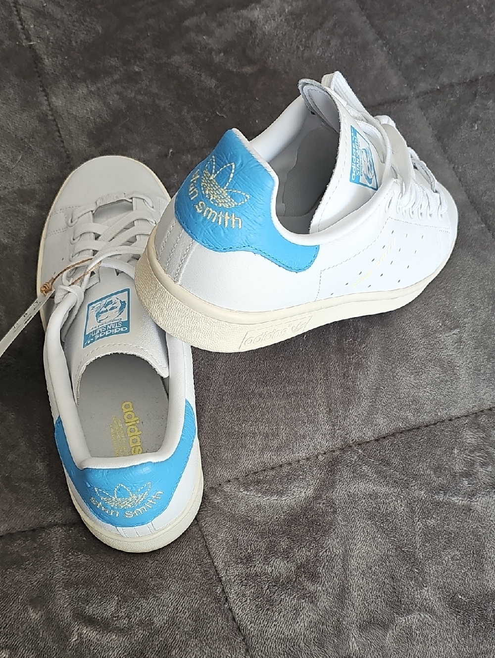 Adidas White & Blue Leather Sneakers